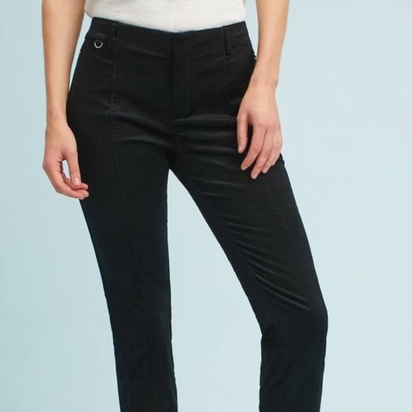 Anthropologie Essential Slim Black Velvet Pants 4 - Picture 3 of 16